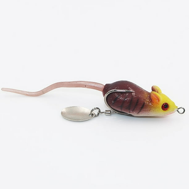 Artificial Topwater Mouse Fishing Soft Lures Baits with Double Hooks Fishing Accessory Dark Grey Fishing Lure